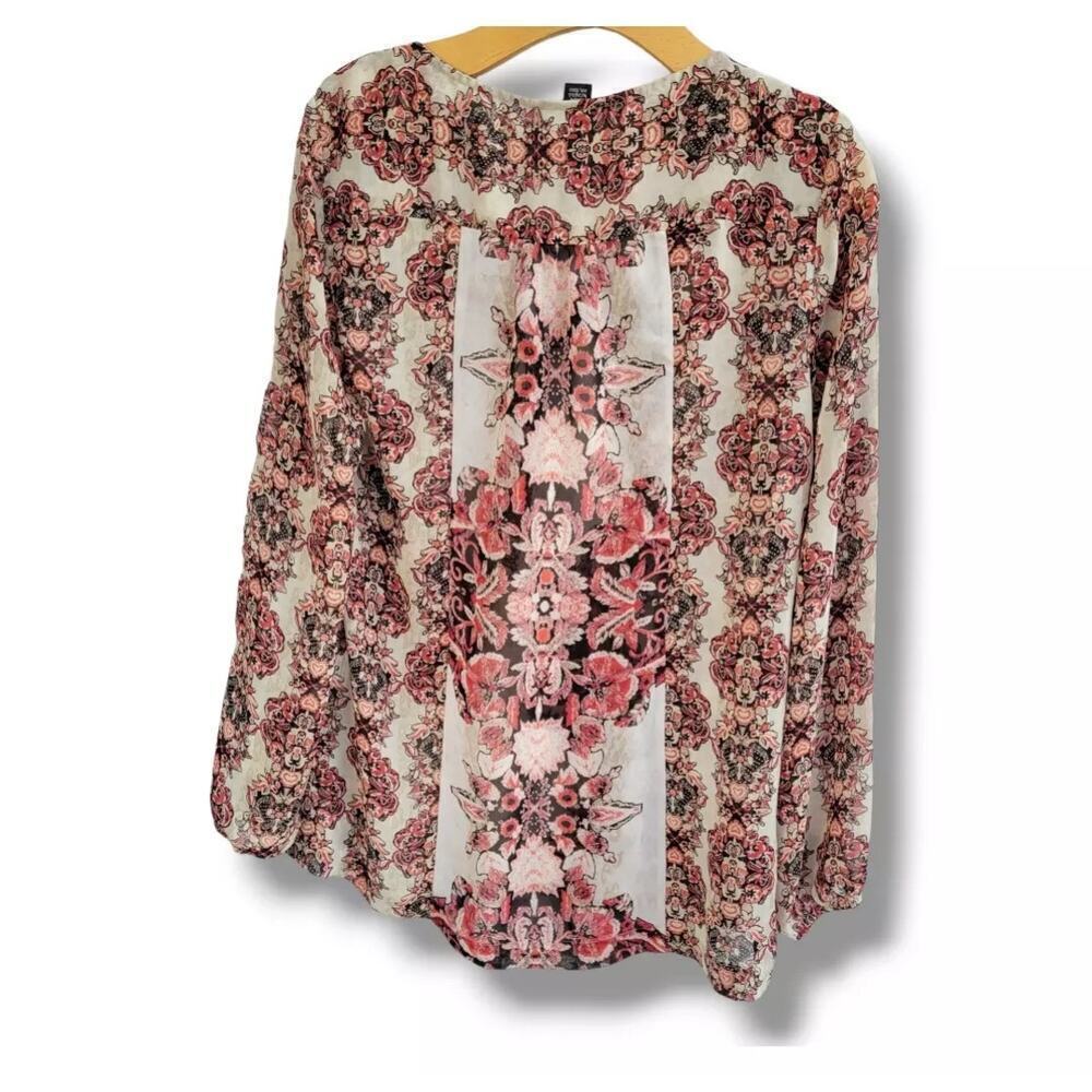 Style & Co Women’s Boho Floral Semi-Sheer Blouse with Front Pockets - Size Small - Picture 6 of 8